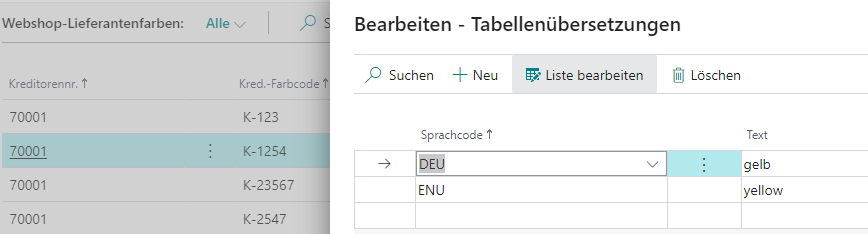 Übersetzungen für Webshop-Lieferantenfarben