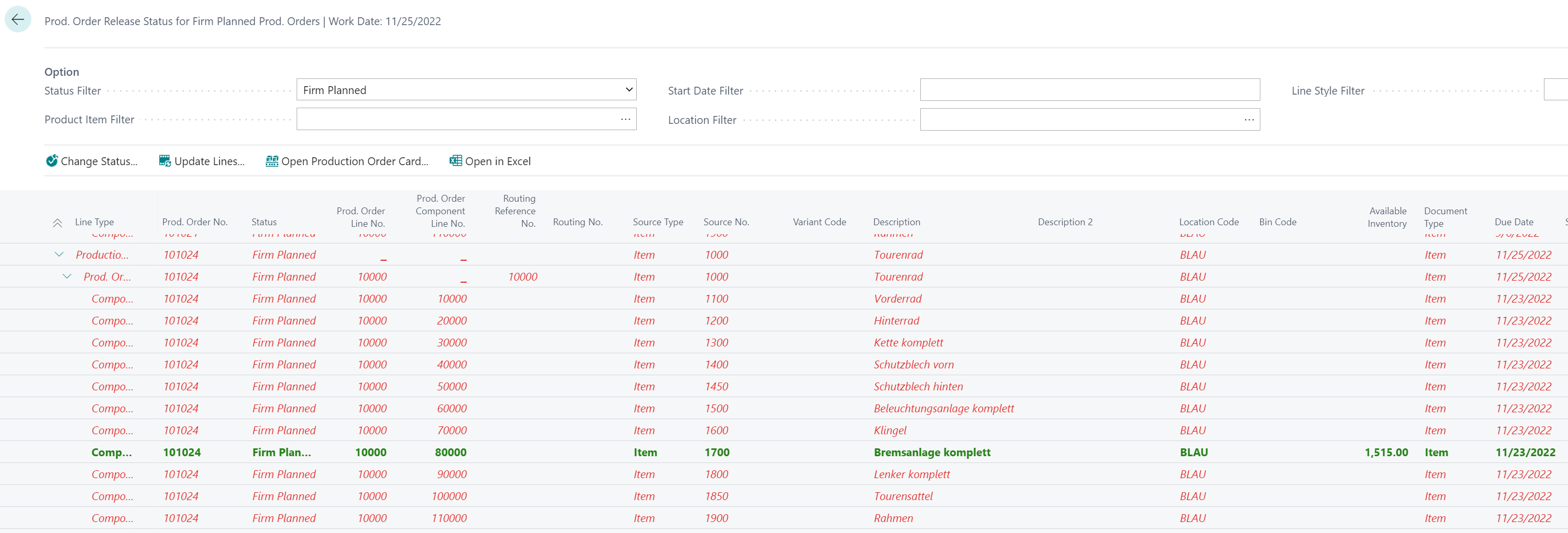Shortage indicator on release status page